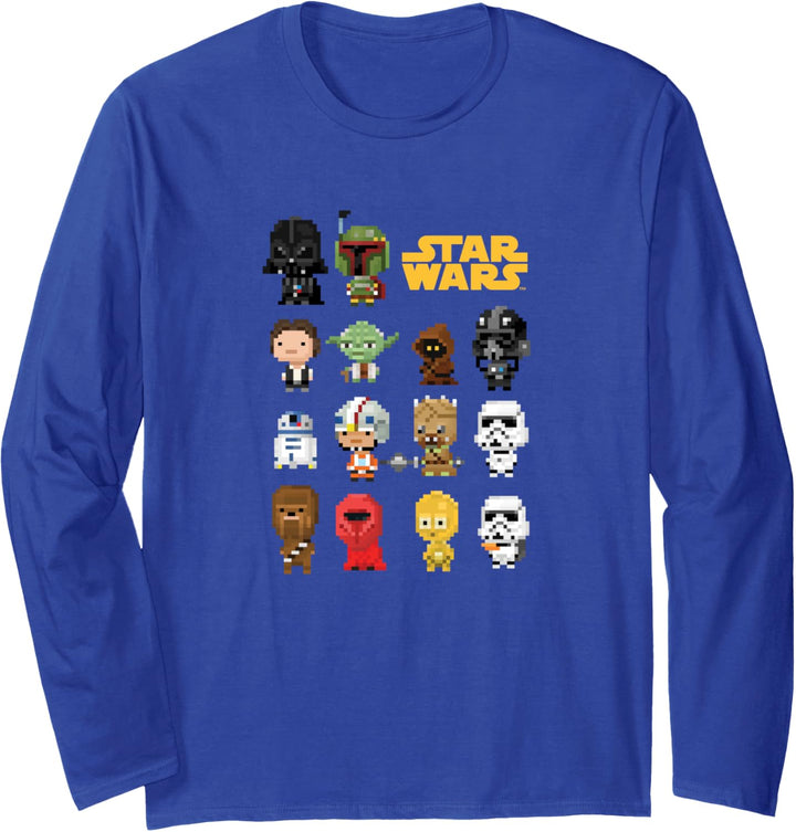 Star Wars Heroes Villains 8-Bit Pixel Sprites Langarmshirt