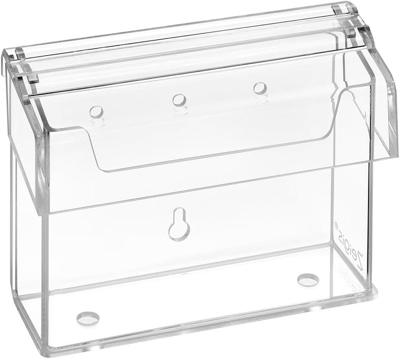 DIN A6 Prospektbox/Prospekthalter/Flyerhalter im Querformat, wetterfest, für Aussen, mit Deckel, aus