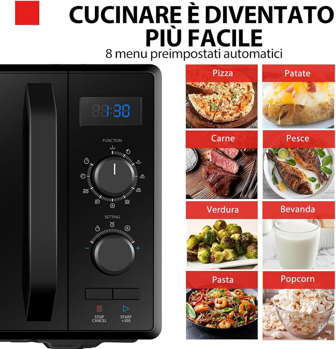 Toshiba 3-in-1 Mikrowelle mit Grill und Kombi-Kochen, 23 l, drehbarer Teller mit Positionsspeicher,