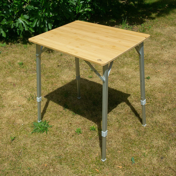 your GEAR Portofino Bambus Campingtisch – höhenverstellbarer Outdoor Klapptisch für Camping, Garten