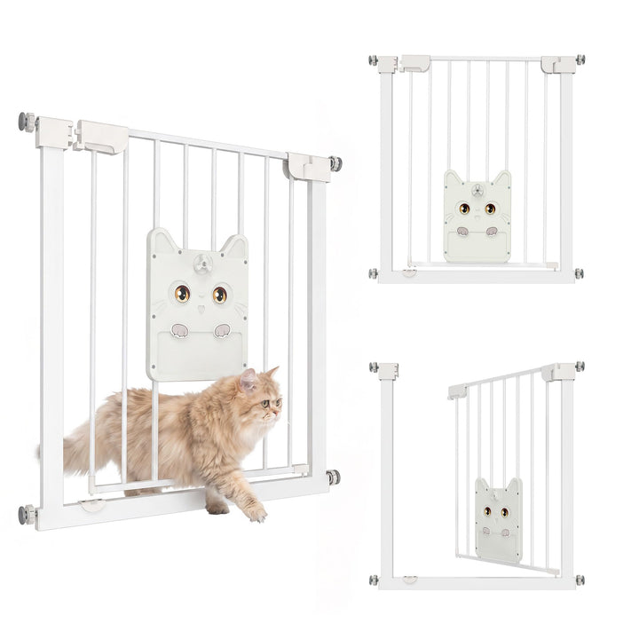 UISEBRT Türschutzgitter Treppengitter ohne Bohren mit grosser Katzenklappe für Breiten 75-85 cm,180°