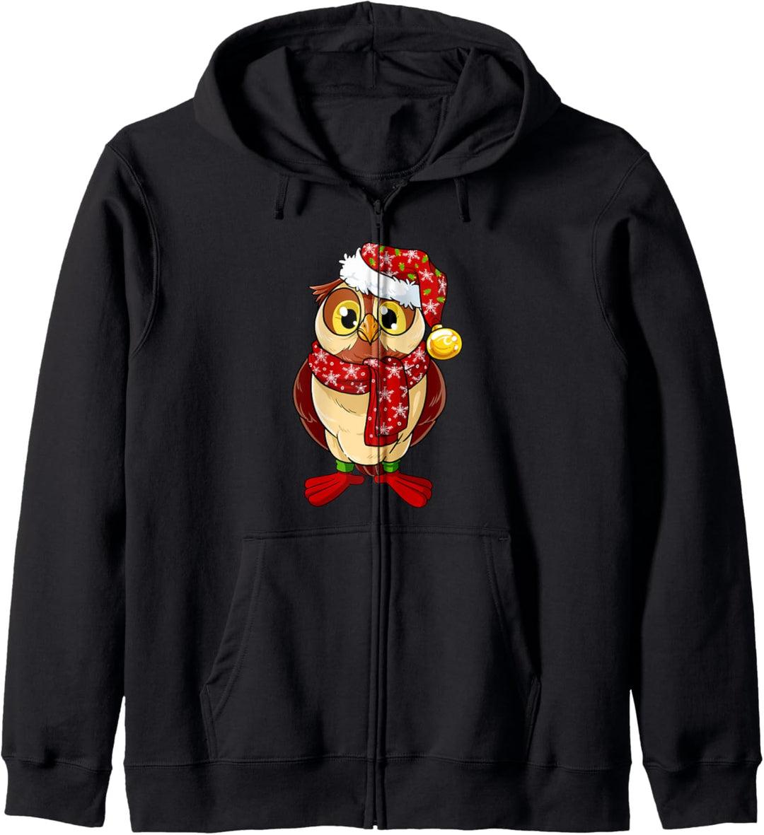 Niedliches Weihnachtseule Weihnachten Eule Uhu Santa Claus Kapuzenjacke