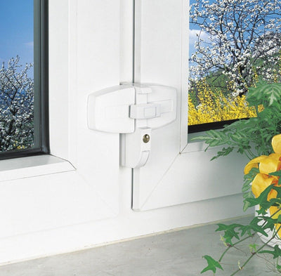 ABUS Fenster-Zusatzsicherung DFS95 AL0145 - Sicherung für Doppelflügelfenster, gleichschliessend - A