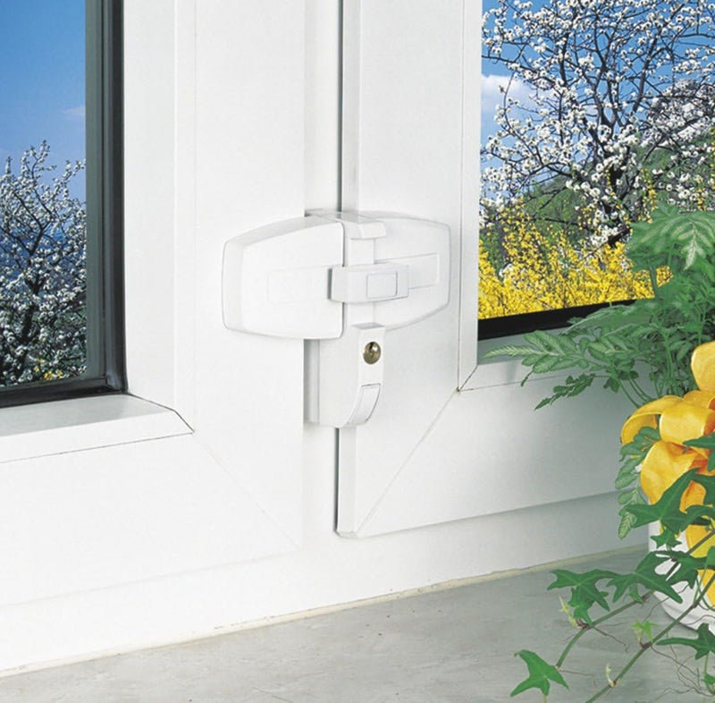 ABUS Fenster-Zusatzsicherung DFS95 AL0145 - Sicherung für Doppelflügelfenster, gleichschliessend - A