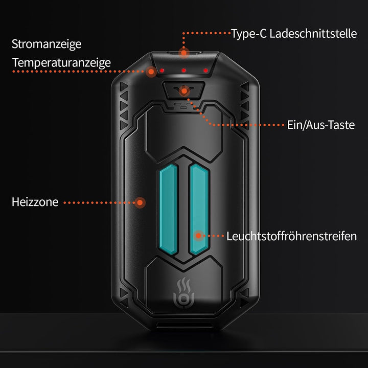 Handwärmer Elektrisch Split 2er-Pack 6000mAh, OUTJUT Tragbare Taschenwärmer 3 Heizmodi Wiederaufladb