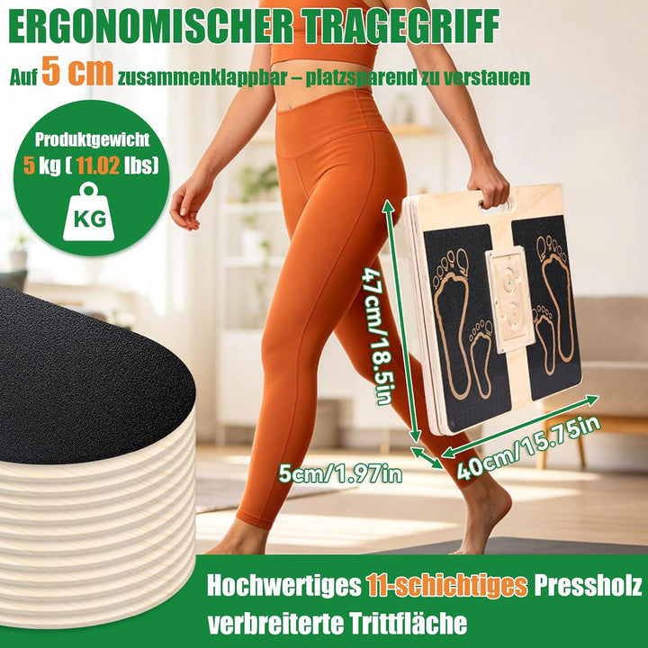 2 in 1 Wadendehner Balance Board mit 12 Winkeln 18°-53° Verbreitet | Haltbares Holz,47x40cm,3*Kugell