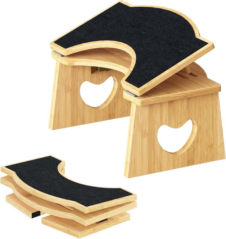 HOOBRO Klappbarer Toilettenhocker aus Bambus, Verstellbarer Klohocker mit Rutschfester Unterseite, m