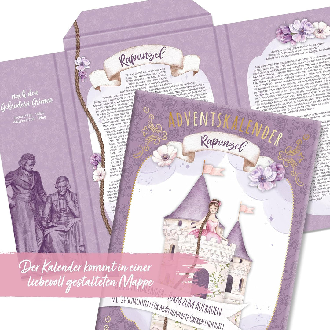 Papierdrachen Adventskalender 2025 - Rapunzel Turm zum Zusammenbauen – wiederverwendbarer Schachtelk