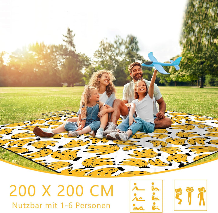 XXL Picknickdecke 200x200 cm，Stranddecke wasserdicht sandfrei, faltbare Strandmatte aus waschbarem D