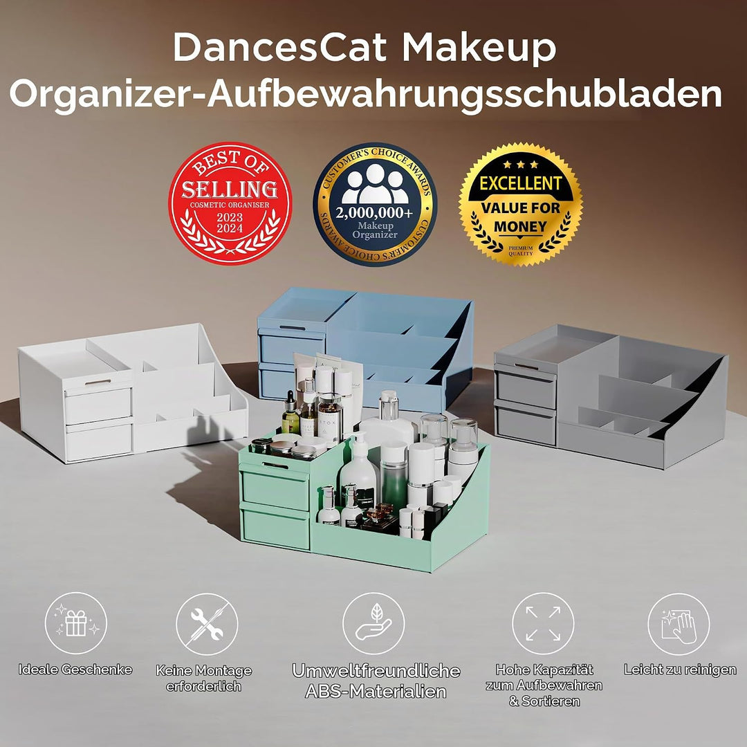 Make Up Kosmetik Organizer mit Schubladen, Makeup Organizer Aufbewahrung Kosmetikbox für Waschtische