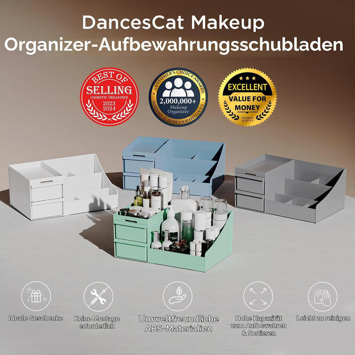 Make Up Kosmetik Organizer mit Schubladen, Makeup Organizer Aufbewahrung Kosmetikbox für Waschtische