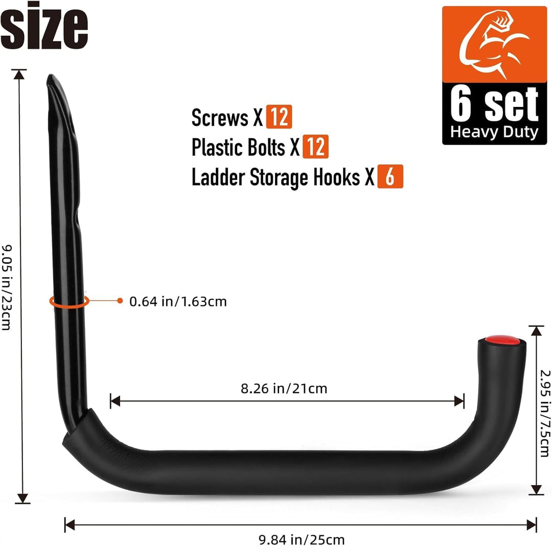 Garagenhaken, 10 Stück Wandhalterung Garagenaufbewahrung Werkzeugaufhänger mit 9,8" Jumbo-Arm, Hochl