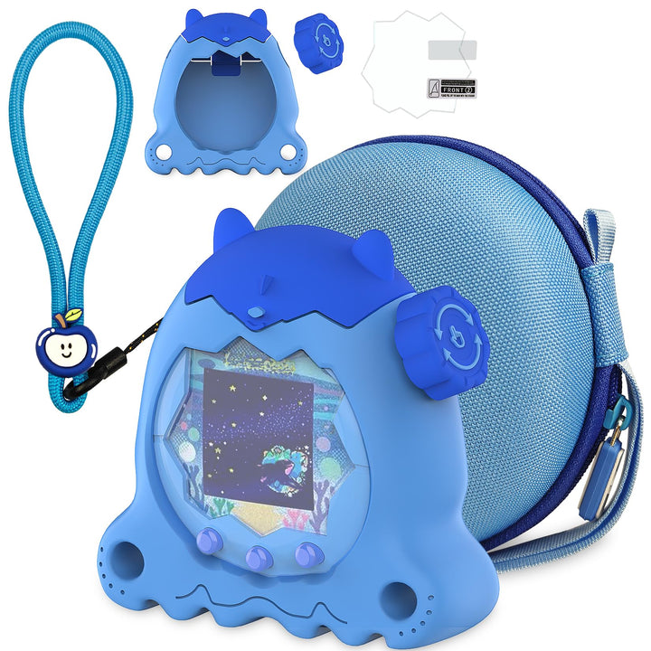 Weiche Silikonhülle und Harte Tragetasche für Tamagotchi Paradise, inklusive Displayschutzfolie, Han