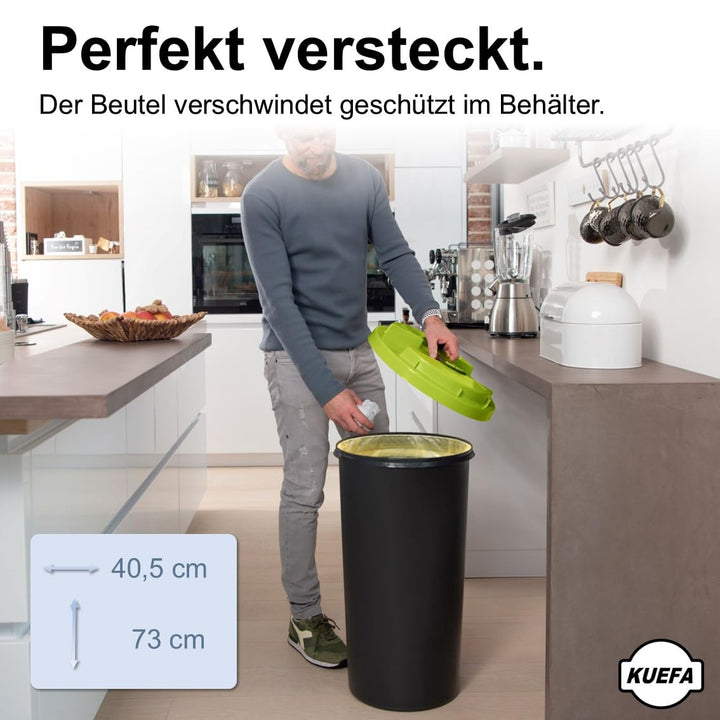 KUEFA BSC LA 60L Mülleimer, Müllsackständer, Gelber Sack Ständer, inkl. Klemm-Ring und Laserbeschrif