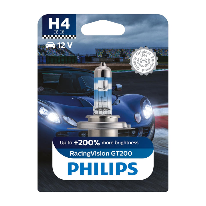 Philips RacingVision GT200 H4 Scheinwerferlampe +200%, Einzelblister, 571730, Single blister Single