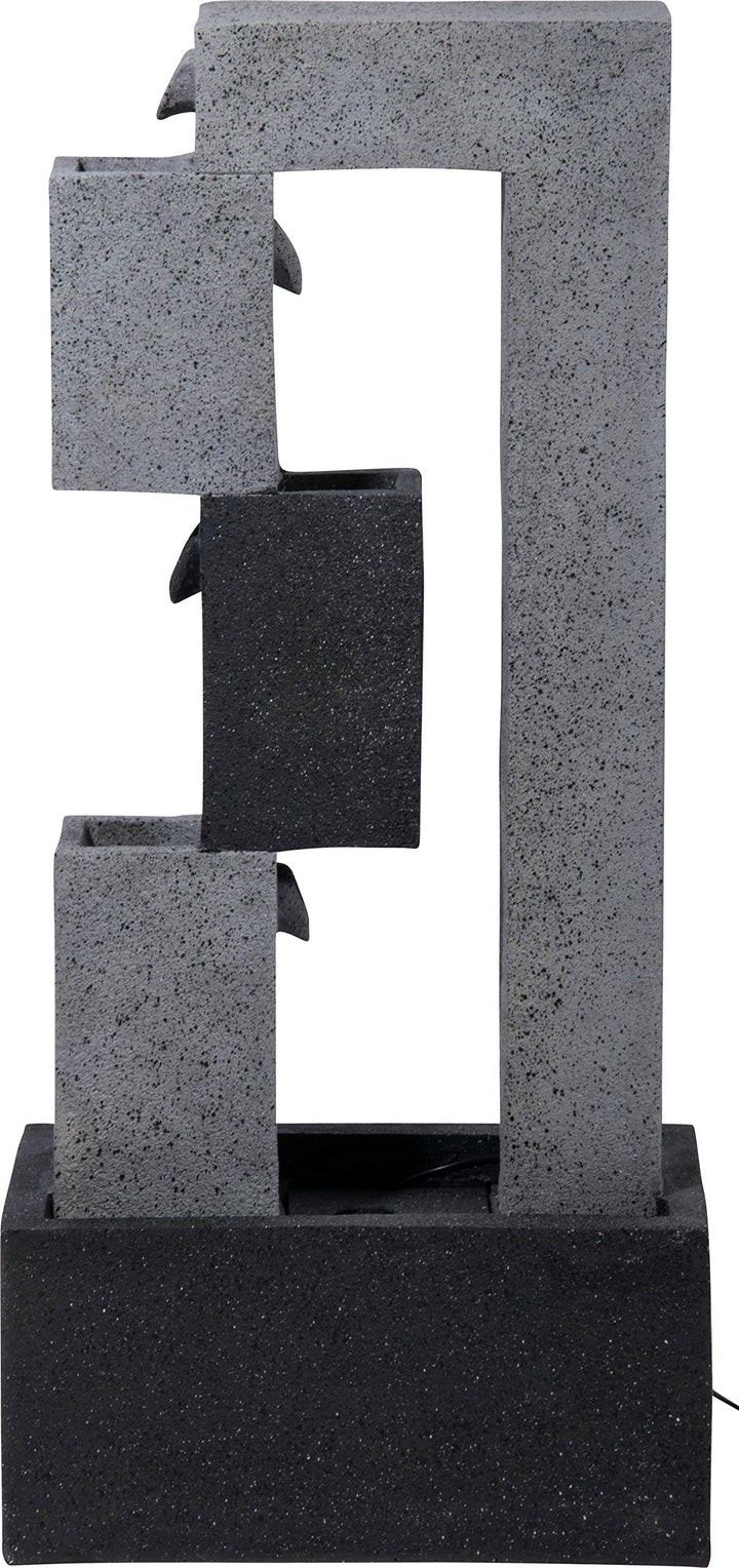 dobar® 96150e Grosser Design Gartenbrunnen Mars | Terrassenbrunnen mit LED-Beleuchtung | Wasserfall