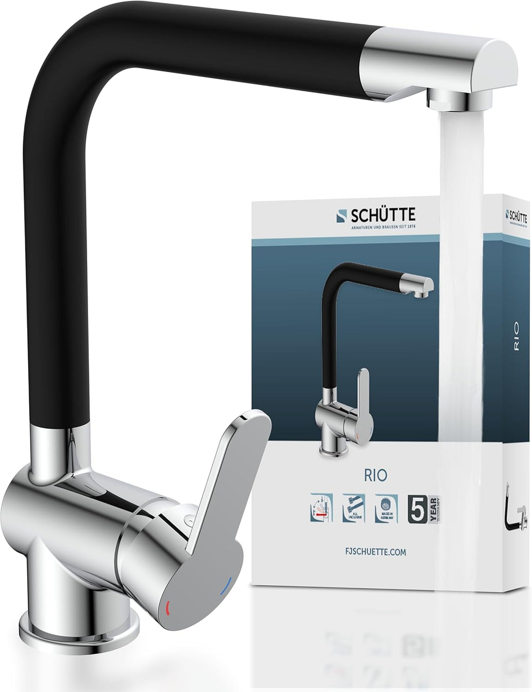 SCHÜTTE 79856 RIO 360° schwenkbare Küchenarmatur, Spültisch Armatur mit hohem Auslauf Küche, Einhebe