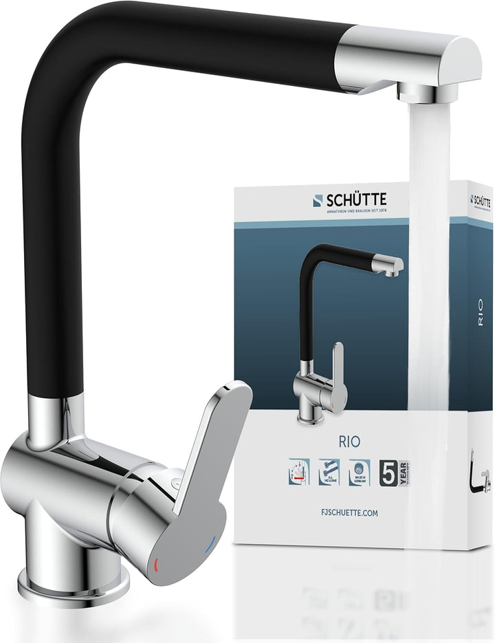 SCHÜTTE 79856 RIO 360° schwenkbare Küchenarmatur, Spültisch Armatur mit hohem Auslauf Küche, Einhebe
