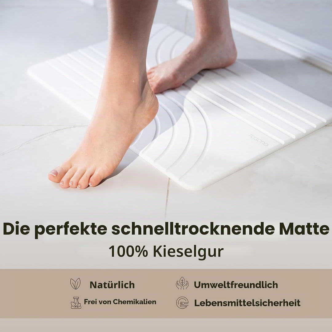 TOSORO – Stein-Badematte, Diatomit Anti-Rutsch Stein-Duschmatte – Schnell trocknende, saugfähige Bad