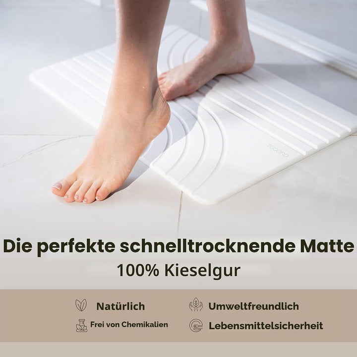 TOSORO – Stein-Badematte, Diatomit Anti-Rutsch Stein-Duschmatte – Schnell trocknende, saugfähige Bad