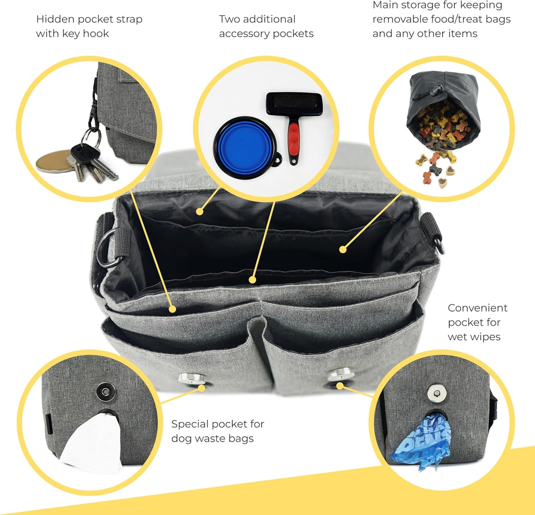 Arrivly SixWalker Leckerlibeutel für Hunde mit Magnetverschluss, Praktischer Futterbeutel Hundetrain