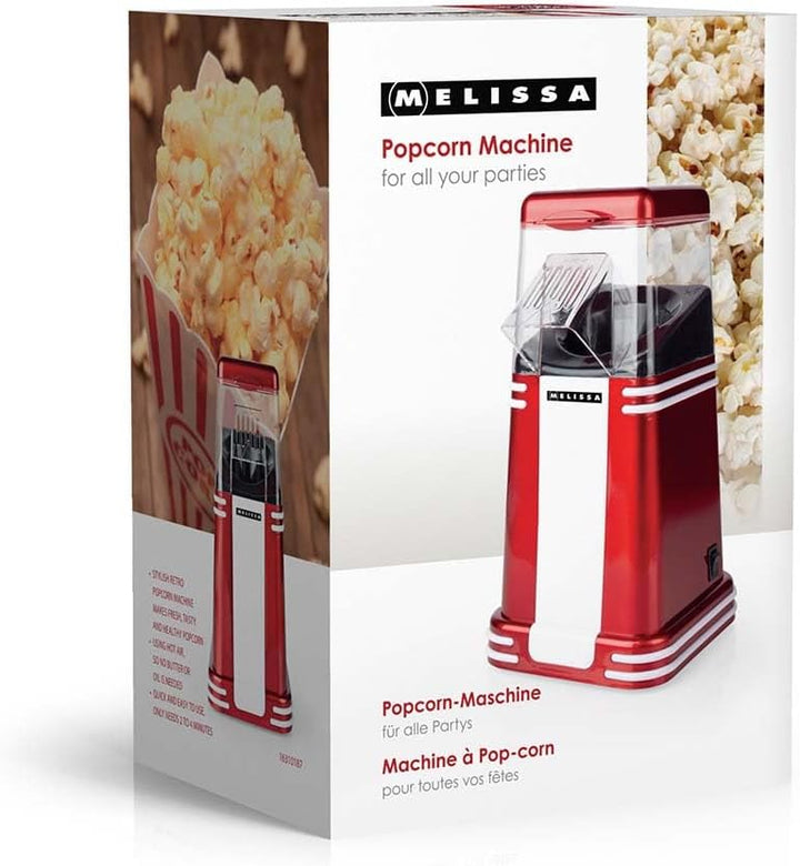 Melissa Retro Popcorn Maker 16310187 - Heissluft-Popcornmaschine 1200 W, 40-60 g pro Portion, in 2-4