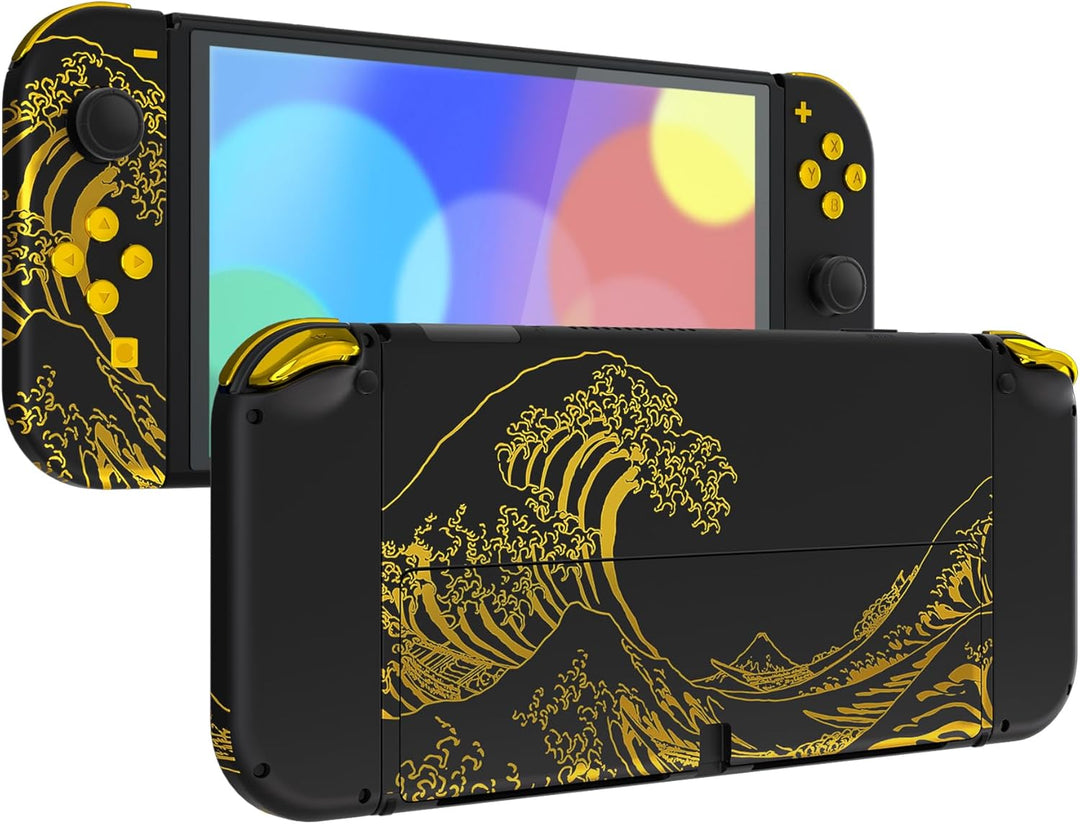 eXtremeRate Full Hülle für nintendo Switch OLED, DIY-Ersatz Konsole case & Kickstand, NS Joycon Gehä