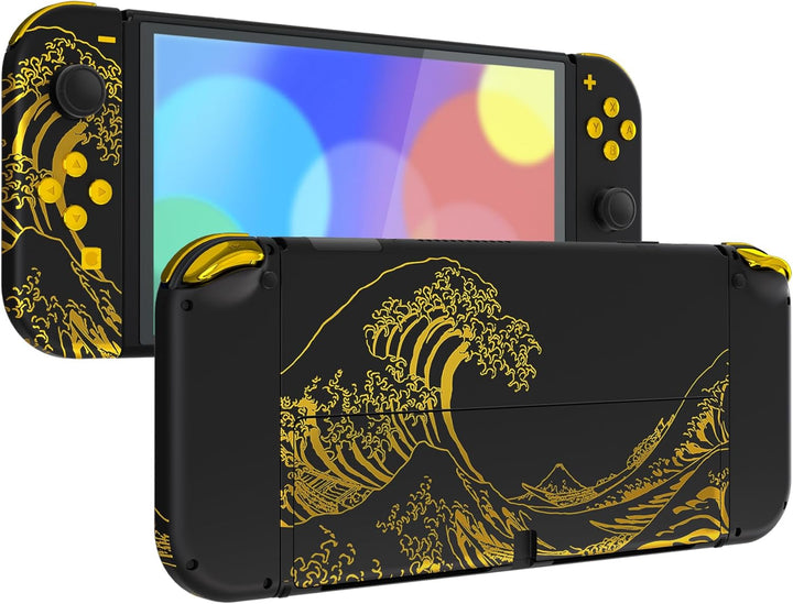 eXtremeRate Full Hülle für nintendo Switch OLED, DIY-Ersatz Konsole case & Kickstand, NS Joycon Gehä