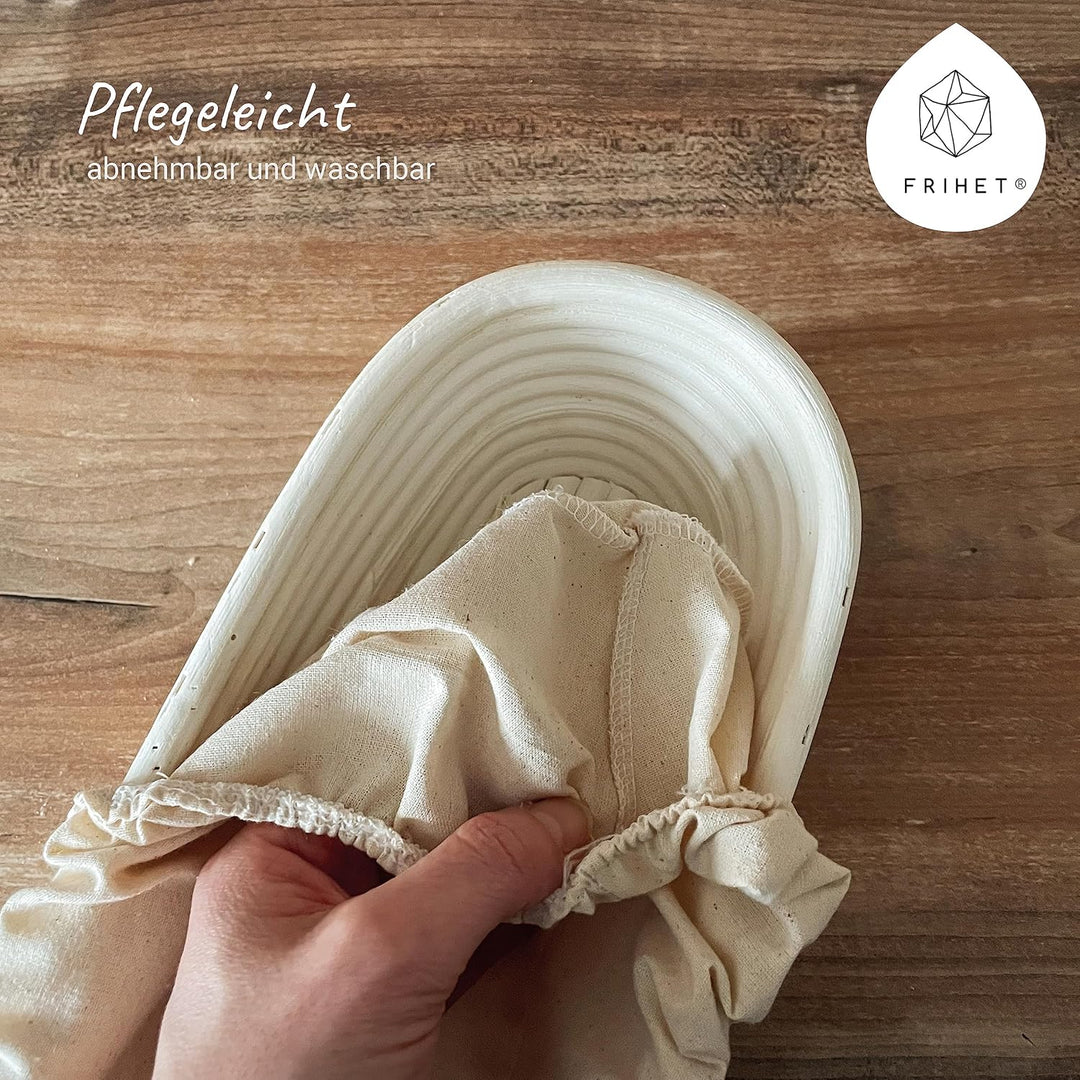 FRIHET Gärkorb zum Brotbacken Brotbackform Gärkorb aus Rattan/Peddigrohr - rund 16cm (0.5kg Brotteig