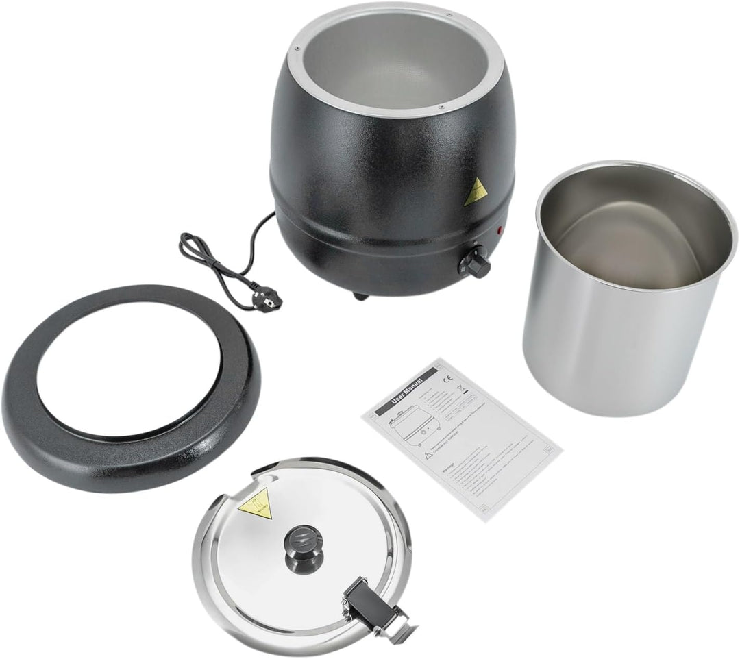 OUKANING Gastro Suppenwärmer 10 Liter, Elektrischer Warmhaltebehälter aus Edelstahl mit Ständertempe