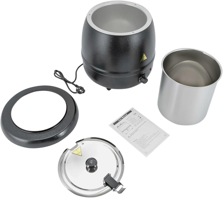 Suppentopf, elektrisch, 10 l, elektrischer Suppentopf, Suppenkessel, Behälter innen, Edelstahl, für