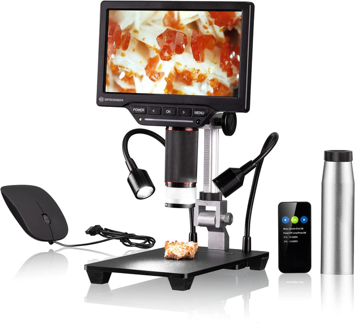 Bresser Digitales Mikroskop 2L mit regelbarem Auflicht, WLAN, hochauflösendem 17,8-cm-(7'')-LCD-Farb