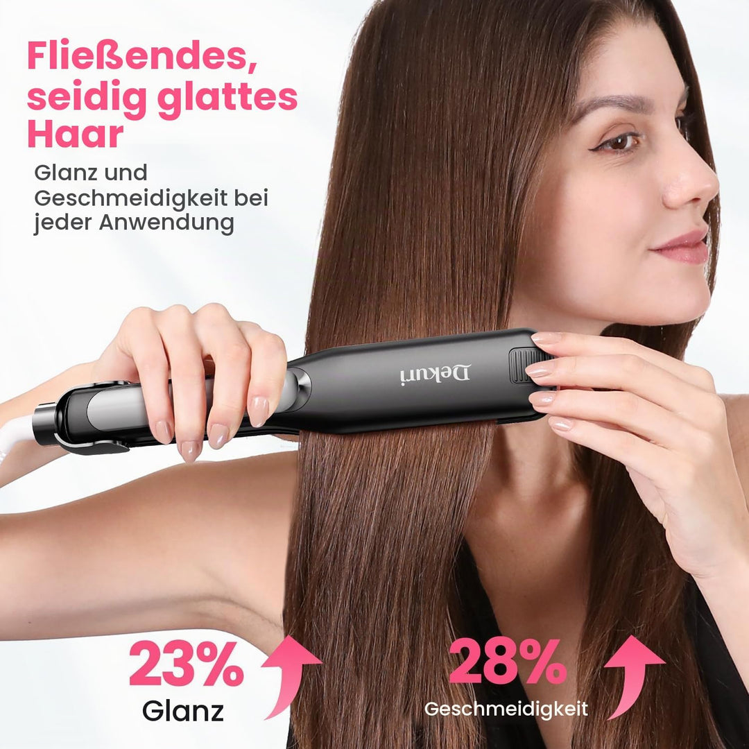 Dekuri Glätteisen, 42 mm breite Platten, wasserbasierter Keramik-Glätteisen Locken und Glätten, Haar
