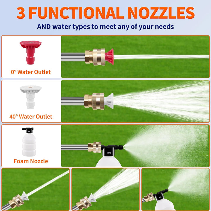 Akku Hochdruckreiniger, 21V 60Bar Mobile Akku-hochdruckreinige𝗿, Hochdruckreiniger mit 2 akkus, 3-in