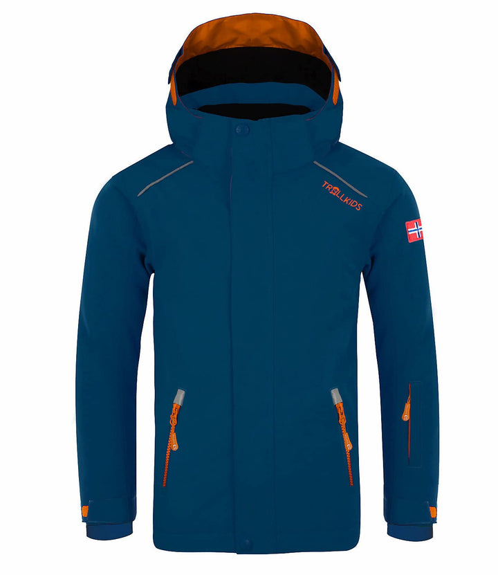 Trollkids Kinder Holmenkollen PRO wasserdichte Winterjacke Skijacke 104 Mystik Blau / Orange, 104 My