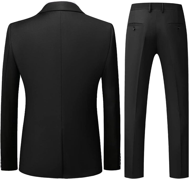 KUDORO Herren Anzüge 3-teilig Slim Fit Eine Knöpfe für Hochzeit Business Herrenanzug Sakko Weste Hos