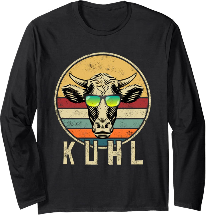 Lustiges Kuh mit Sonnenbrille Kühe Kuhl Landwirt Bauernhof Langarmshirt