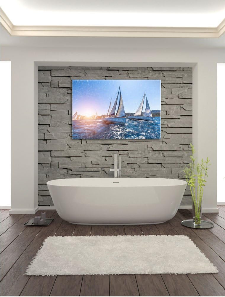 Pixxprint Luxusyachten bei Segelregatta als Leinwandbild/Grösse: 100x70 / Wandbild/Kunstdruck/fertig