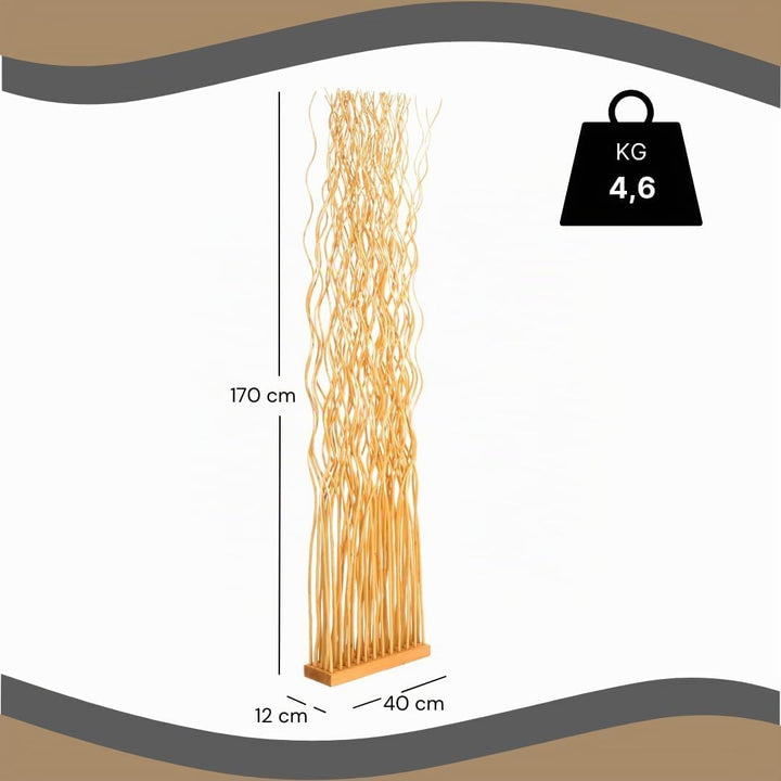 Weiden RAUMTEILER Wave | Weidenholz, 170x40cm (HxB) | Paravent aus Weidenzweigen, Raumtrenner, Stell