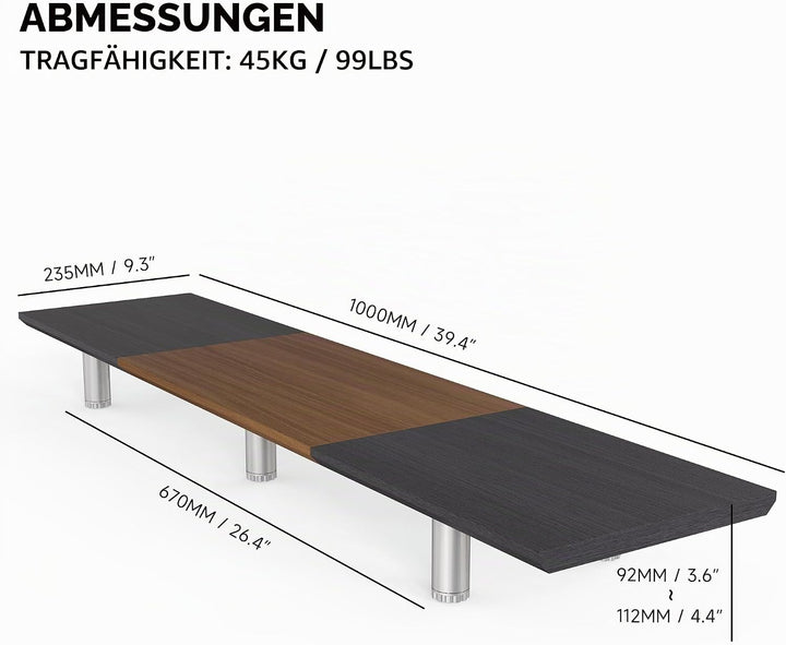 Fenge Grosser Monitorständer 100cm Dual Monitor Stands Riser mit Höhenverstellbarem Bein,Multifunkti