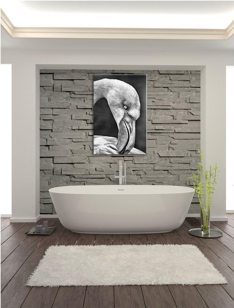 Pixxprint Flamingo beim Putzen als Leinwandbild/Grösse: 100x70 cm/Wandbild/Kunstdruck/fertig bespann