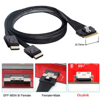 ChenYang CY SFF-8654 8i 74Pin zu Dual Oculink SFF-8611 PCI-E Ultraport Slimline SAS Slim 4.0 Kabel 5