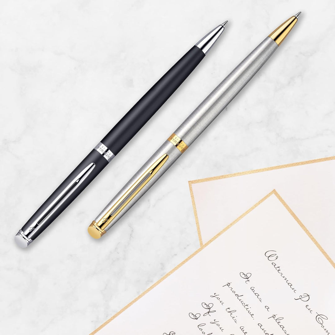 Waterman Hémisphère Kugelschreiber | Hochglänzend Schwarz mit Chromzierteile | Mittlere Spitze | Bla