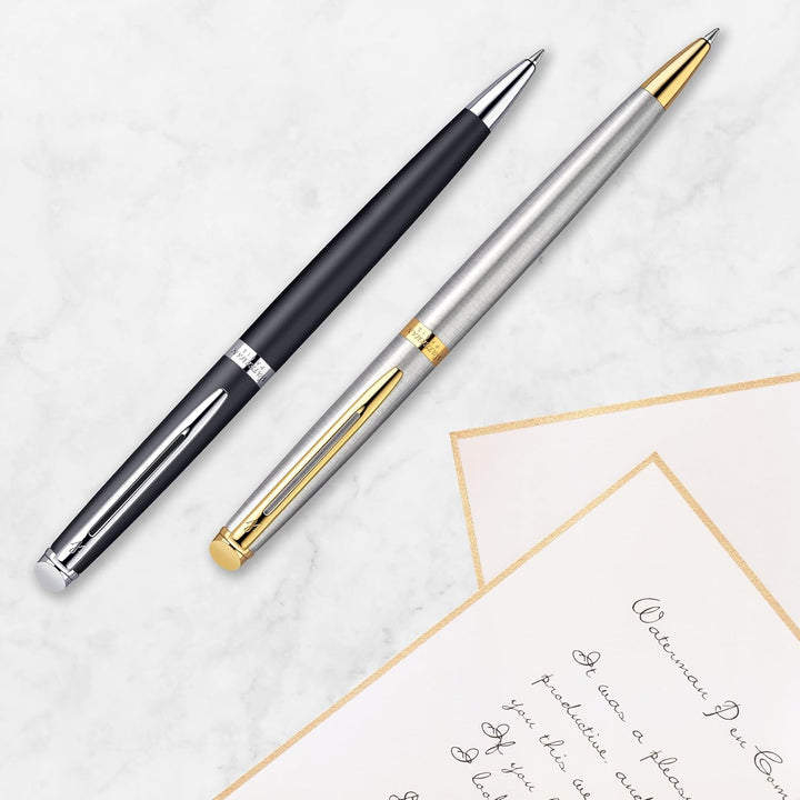 Waterman Hémisphère Kugelschreiber | Hochglänzend Schwarz mit Chromzierteile | Mittlere Spitze | Bla