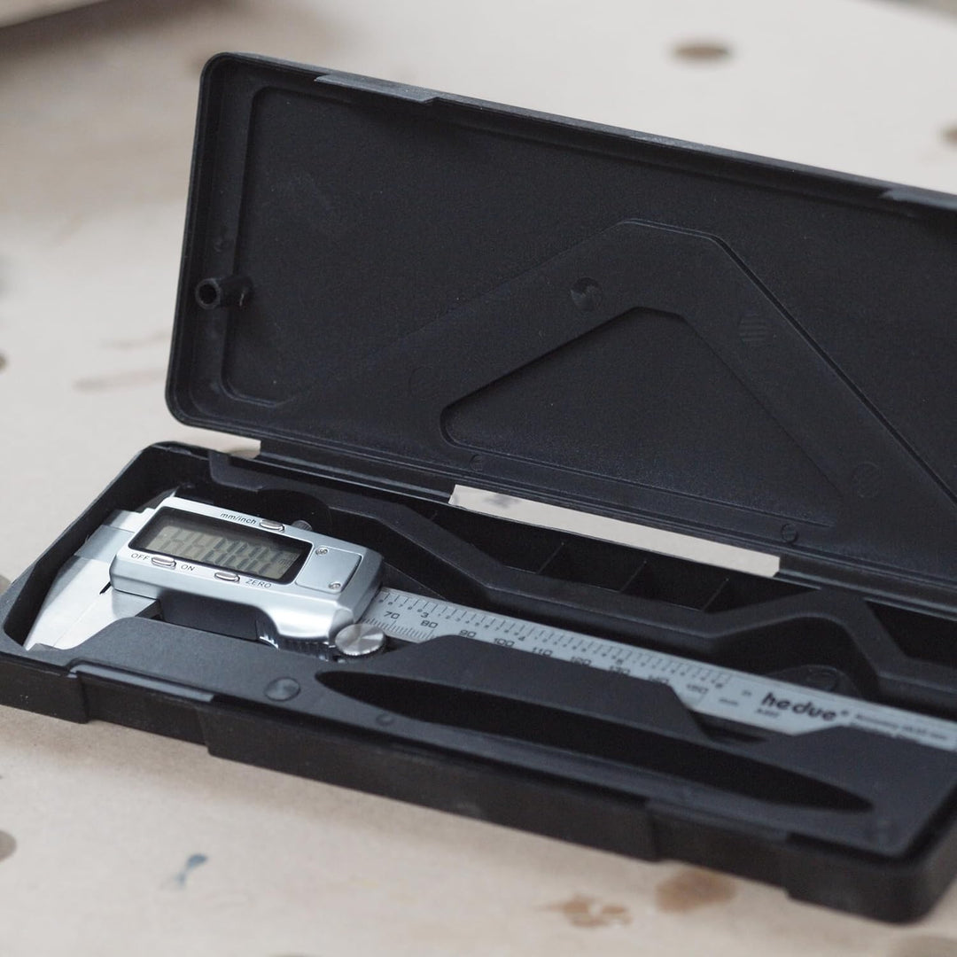 hedue® Digitaler Messschieber 150mm - Schieblehre digital aus Edelstahl, Messlehre in mm/Inch Edelst