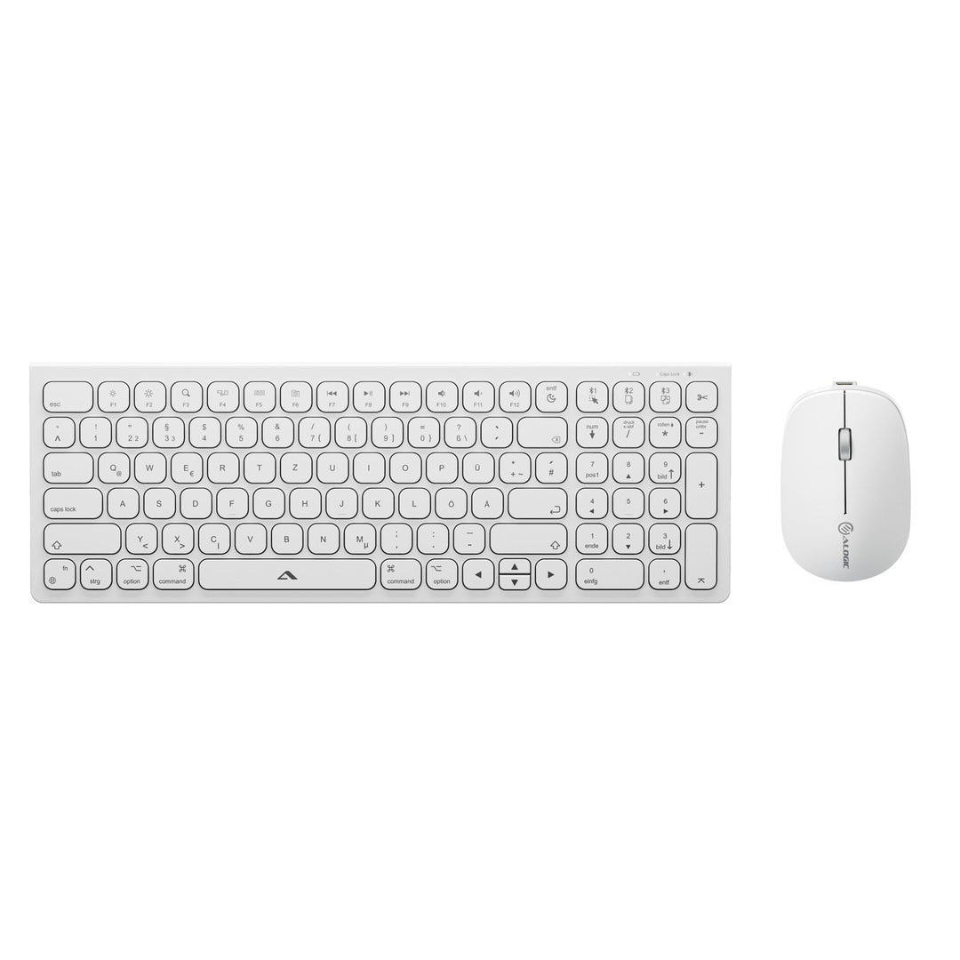 Alogic Echelon Compact Set | Kabellose Bluetooth-Tastatur + Maus | Deutsches Layout | Bluetooth 3.0