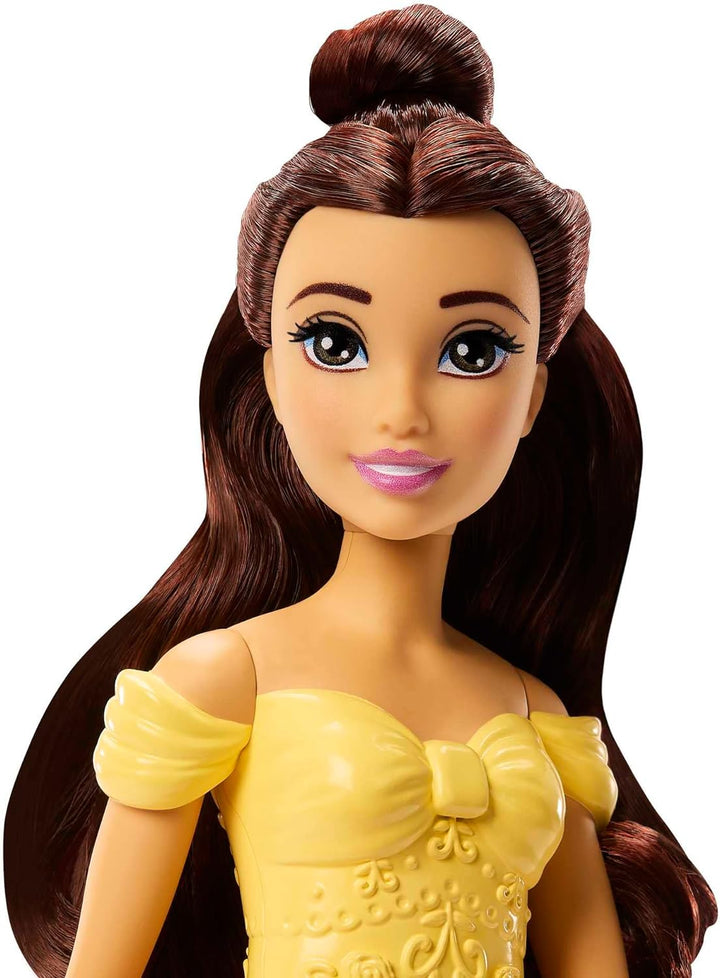 Disney Princess Spielzeug, Belle-Puppe mit schimmernder Kleidung, Teewagen, Freunden und Speisen, Te