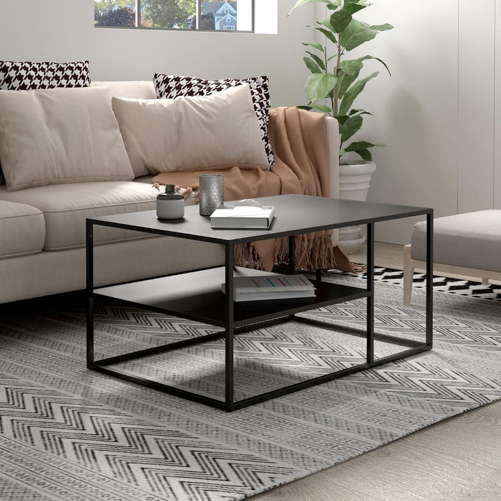 [en.casa] Couchtisch Solund Beistelltisch Metall Schwarz matt Wohnzimmertisch mit Stauraum 45 x 90 x