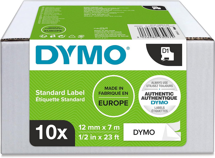 DYMO Original D1-Etikettenband | schwarz auf weiss | 12 mm x 7 m | selbstklebendes Schriftband | für