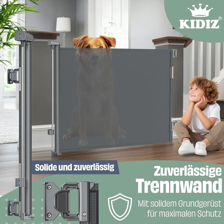 KIDIZ® Treppenschutzgitter Türschutzgitter ausziehbar 0-180CM | kindersicheres Treppengitter für Bab